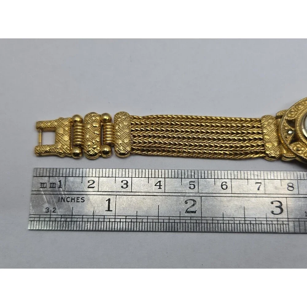 Vintage Ronica Womens Gold Tone Marcasite Multi Chain Bracelet Watch New Battery